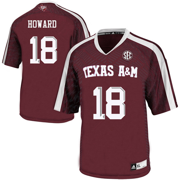 Men #18 Antonio Howard Texas A&M Aggies College Football Jerseys Sale-Maroon